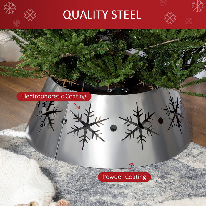 Christmas Tree Base Cover with Hollow Snowflake Patterns Xmas Decoration