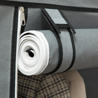 Fabric Portable Wardrobe with 8 Shelves 2 Hanging Rails, Light Grey