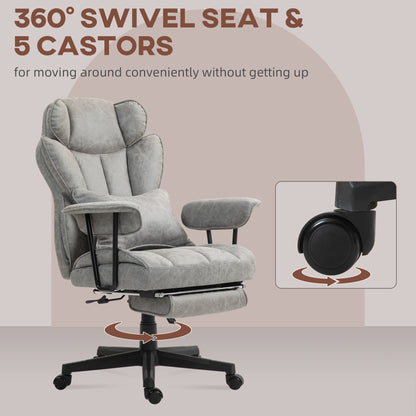 Office Chair, Ergonomic Desk Chair with Foot Rest, Grey