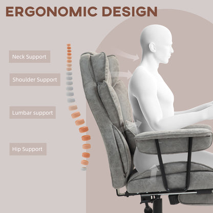 Office Chair, Ergonomic Desk Chair with Foot Rest, Grey