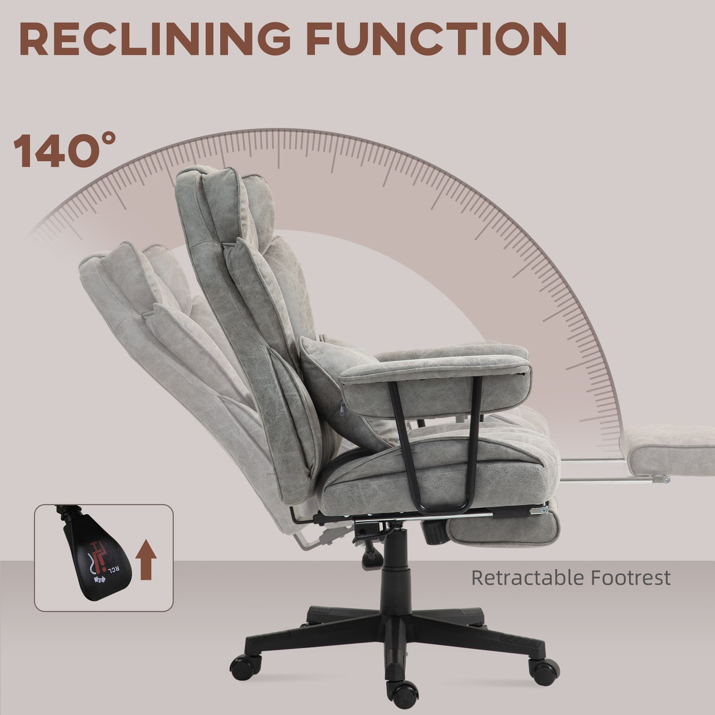 Office Chair, Ergonomic Desk Chair with Foot Rest, Grey