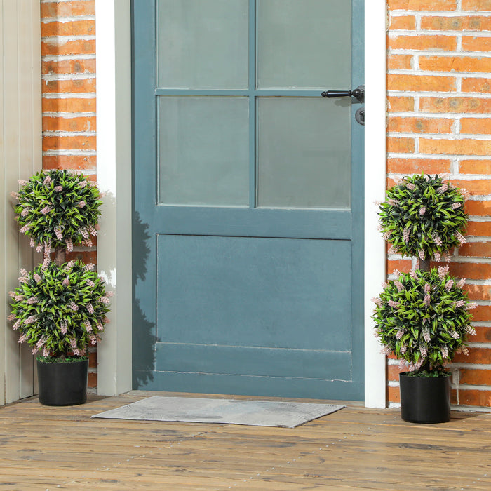 Set of 2 Potted Artificial Plants with Lavender Flowers, Pink