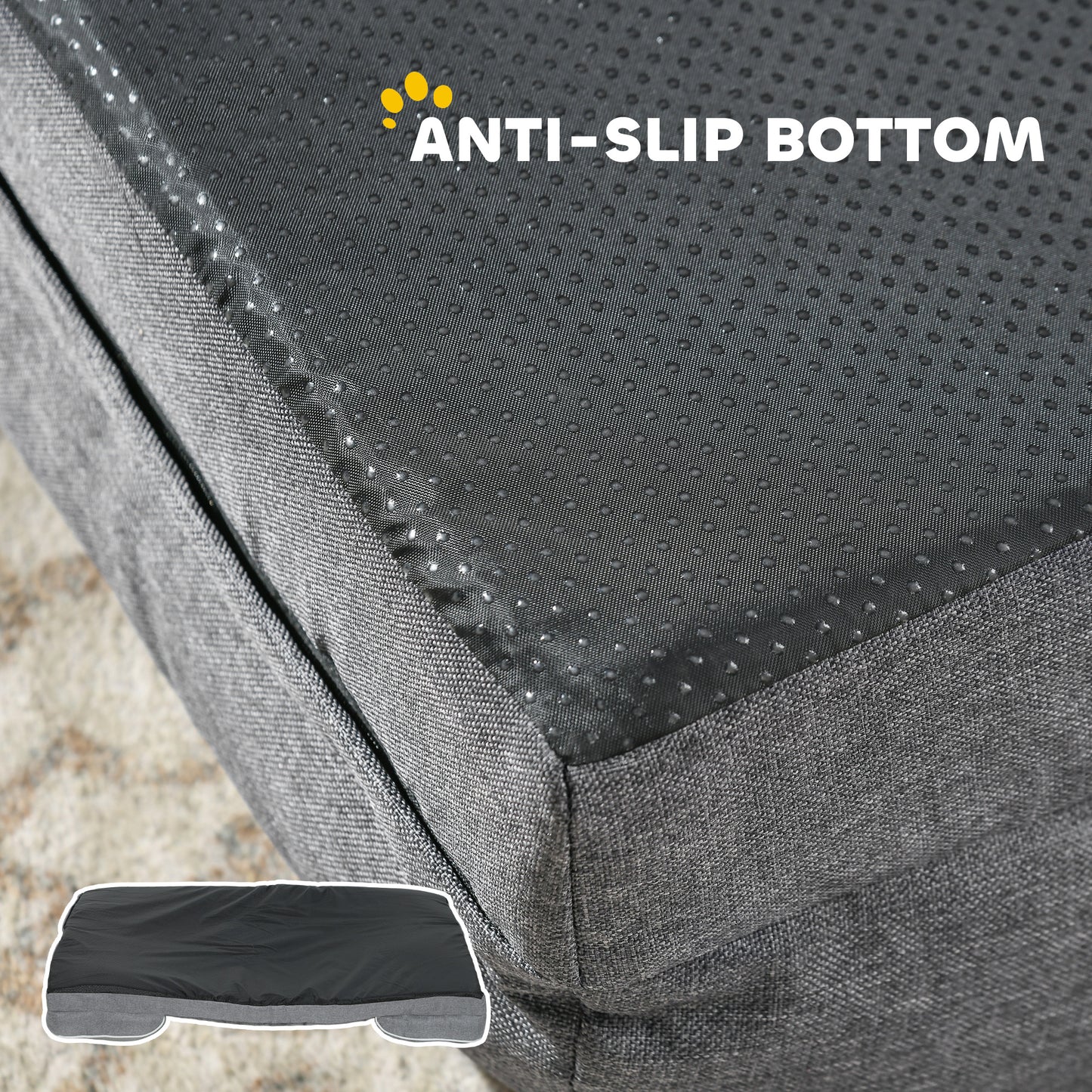 Dog Sofa Bed, Washable Pet Bed with Non-Slip Bottom, Grey
