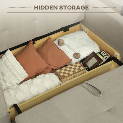 2 Seater Sofa Bed Convertible Bed Settee w/ 2 Cushions Light Brown