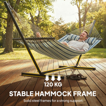 Outdoor Hammock with Stand Detachable Pillow, 120kg Capacity, Green
