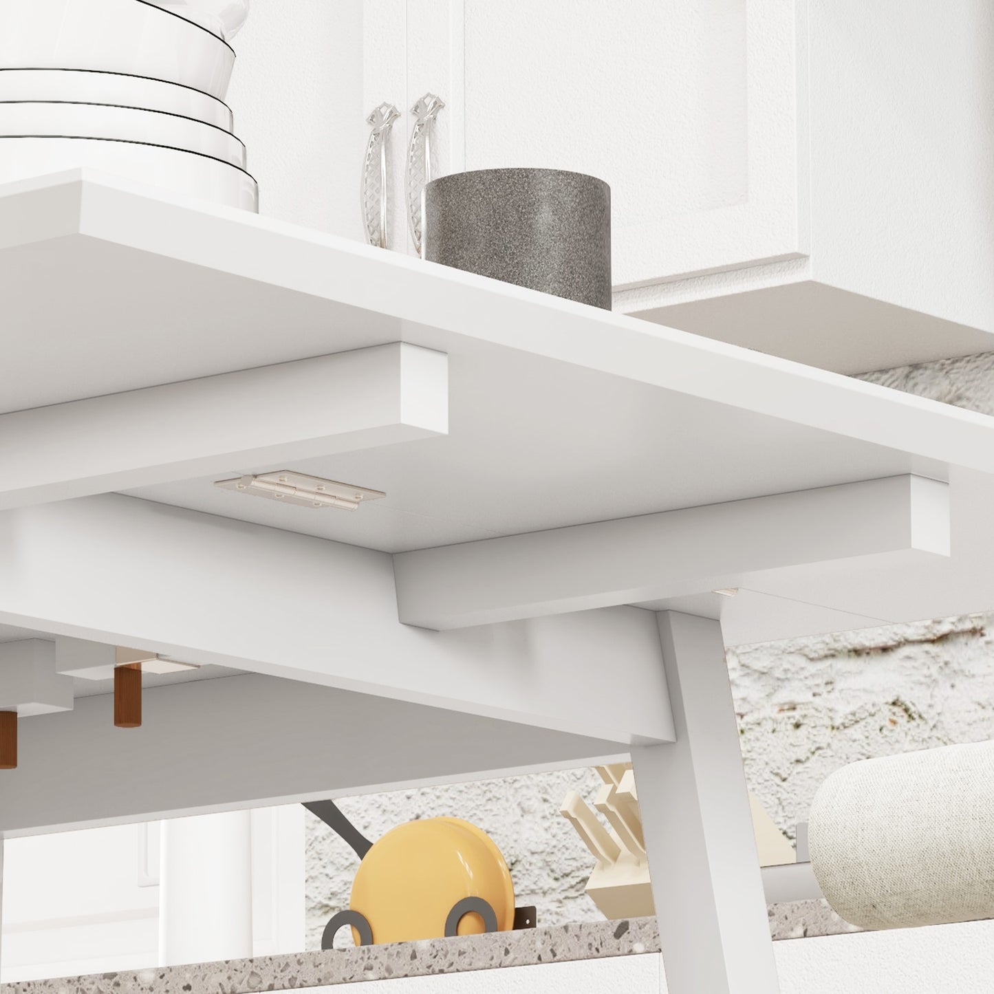 Extendable Kitchen Table for 2-4, Folding Drop Leaf Dining Table, White