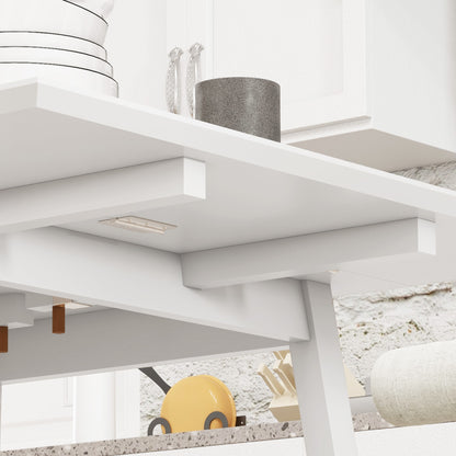 Extendable Kitchen Table for 2-4, Folding Drop Leaf Dining Table, White