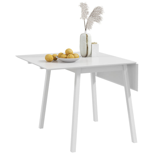 Extendable Kitchen Table for 2-4, Folding Drop Leaf Dining Table, White