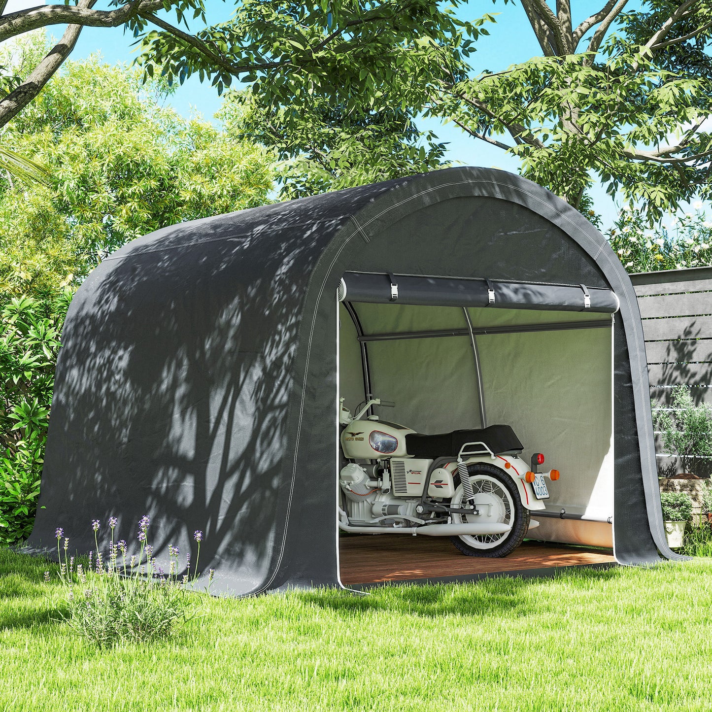 3 x 3(m) Garden Storage Tent, Heavy Duty Outdoor Shed, Grey