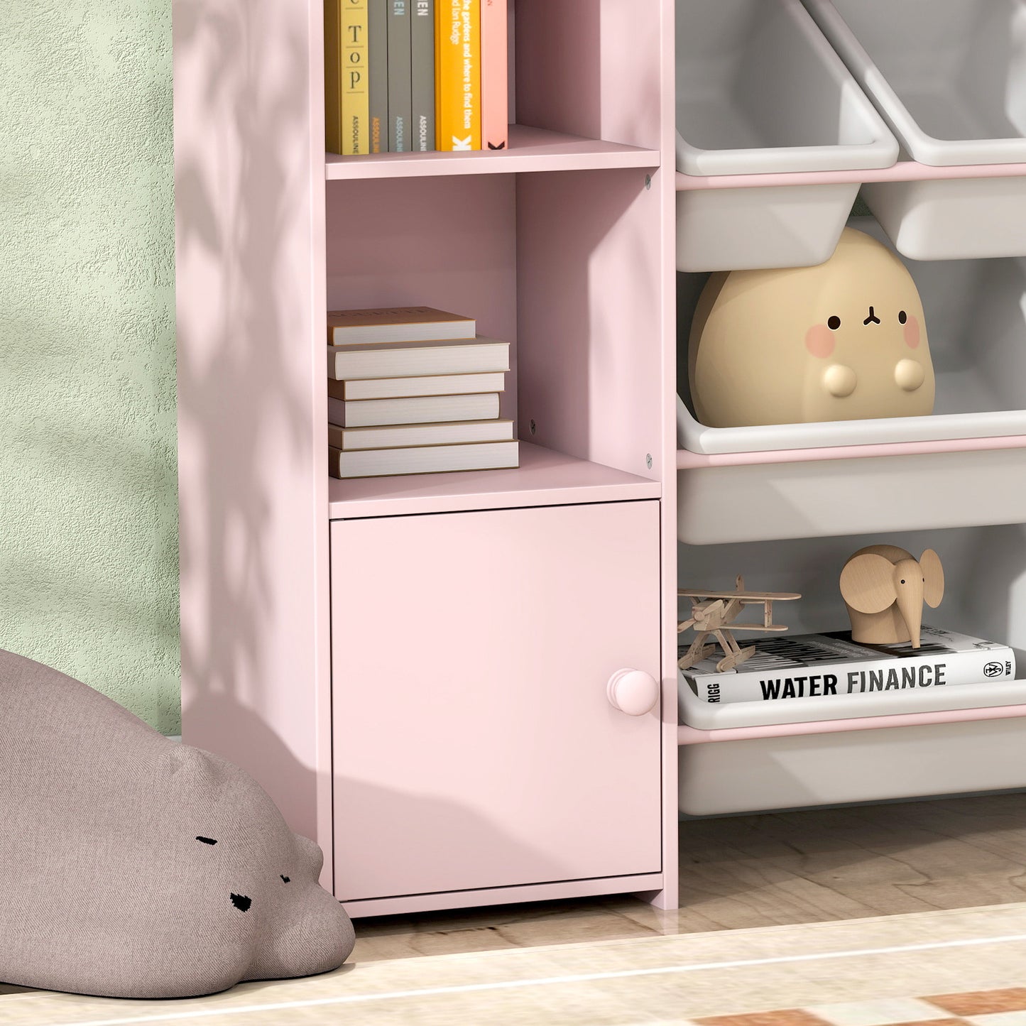 Kids Toy Storage Organiser with 8 Removable Storage Bins, Pink
