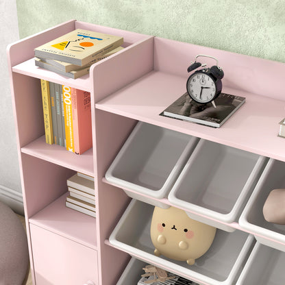 Kids Toy Storage Organiser with 8 Removable Storage Bins, Pink
