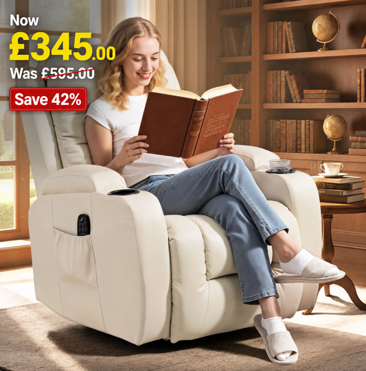Massage Recliner Chair with 8 Vibration & Heat, Cream