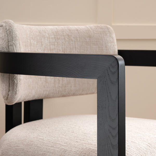 Jolie Dining Chair - Light Taupe - Black Frame