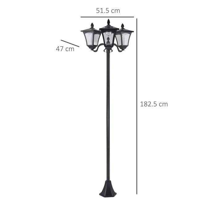 3-Solar Powered Lamp Post, IP44, 51.5Lx47Wx182.5H cm-Black