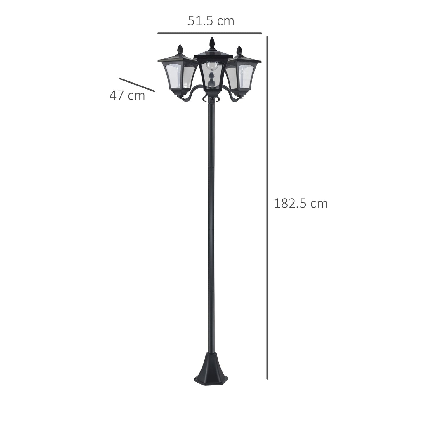 1.8m Traditional Victorian Style - Solar Post Lamp with Sensor