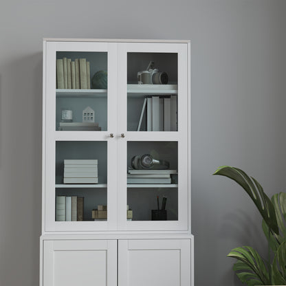 Modern Bookcase Display Storage Cabinet w/ Doors Adjustable Shelves