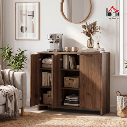 Sideboard with 3 Doors and Adjustable Shelves Kitchen Cupboard Brown