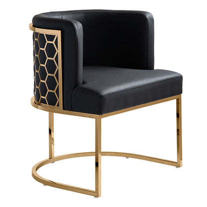 Alveare Dining Chair Brass – Black Faux Leather
