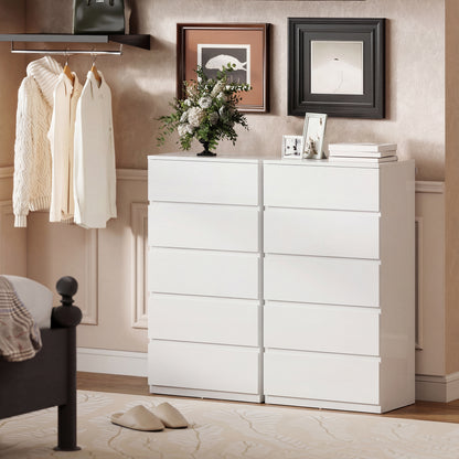 High Gloss Chest of Drawers, 5-Drawer Storage Cabinets, For Bedroom - White