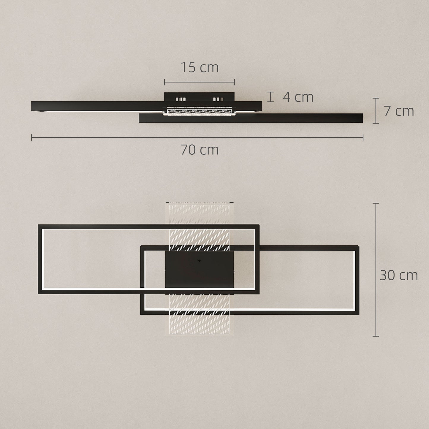 LED Ceiling Light, Dimmable Ceiling Light with Remote Control, Black