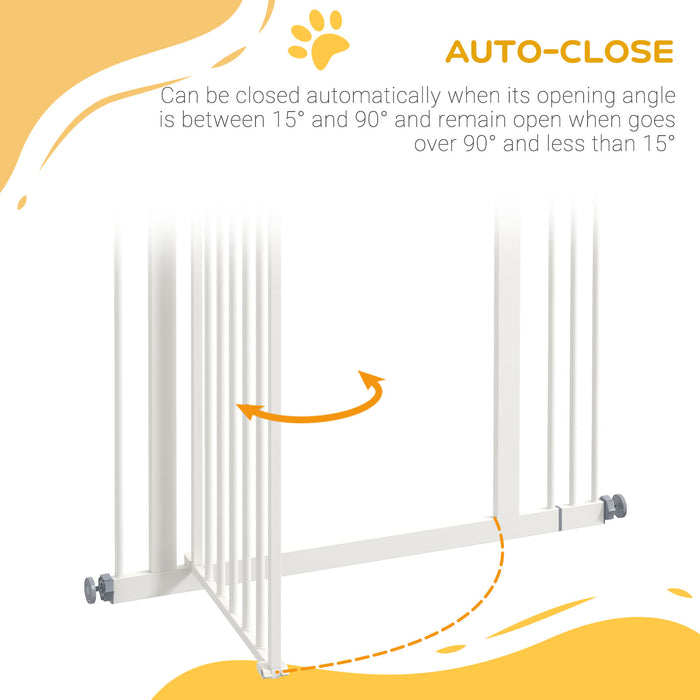 Metal Pet Safety Gate Dog Gate Folding Fence, White