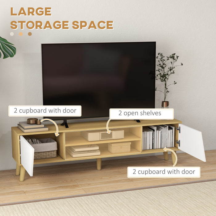 TV Unit Cabinet for TVs up to 65", TV Stand with Shelves, Oak