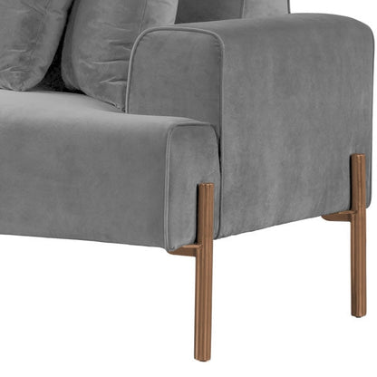 Duke Three Seat Sofa - Dove Grey - Brass Legs