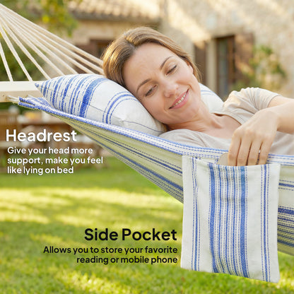 Cotton Hammock, Soft Portable Swing Chair w/ Headrest