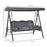 3 Seater Garden Swing Chair Outdoor Hammock Bench w/ Adjustable Canopy, Cushions and Cup Trays, Steel Frame, Grey