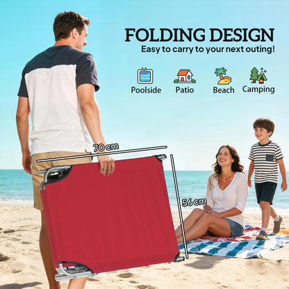 Foldable Sun Lounger Set of 2, 4 Level Adjustable Backrest
