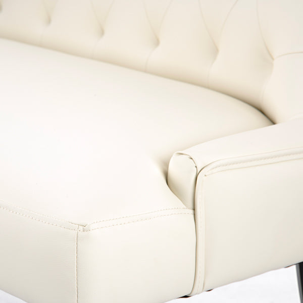 Torino Bench – Cream Faux Leather – Black Legs