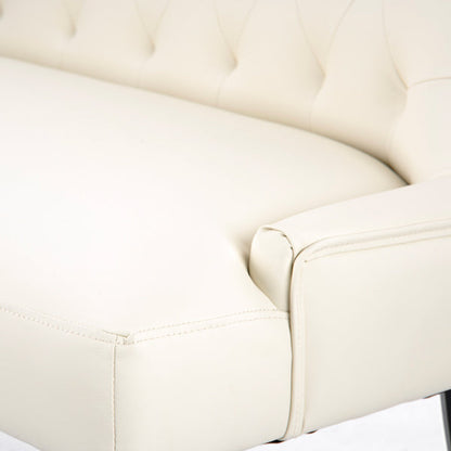 Torino Bench – Cream Faux Leather – Black Legs