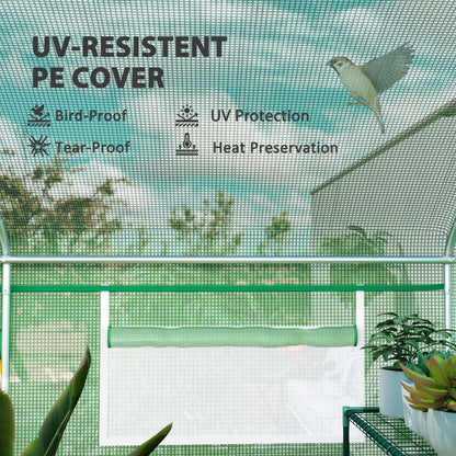 Polytunnel Greenhouse with 3 Roll-up Doors, 4 x 3 x 2m, Green