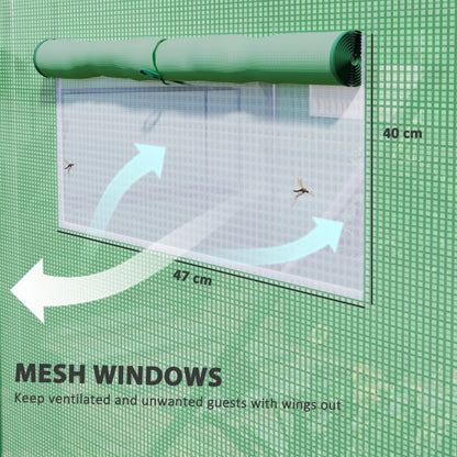 Polytunnel Greenhouse with 3 Roll-up Doors, 4 x 3 x 2m, Green