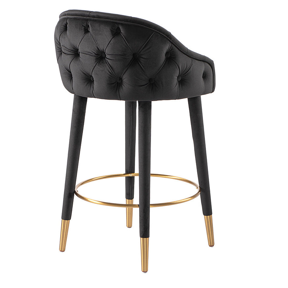 Sophia Counter Stool – Black - Brass Caps