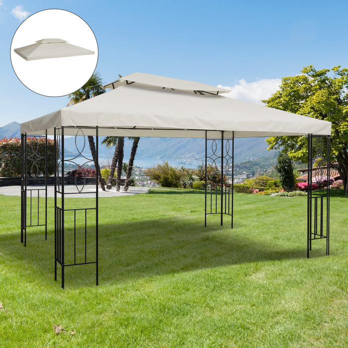 3x4m Gazebo Replacement Roof Canopy 2 Tier Top UV Cover Garden Patio Outdoor Sun Awning Shelters Cream (TOP ONLY)