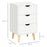 Bedroom Chest of Drawers, 3-Drawer Storage Unit with Wood Legs and Cut-out Handles, White