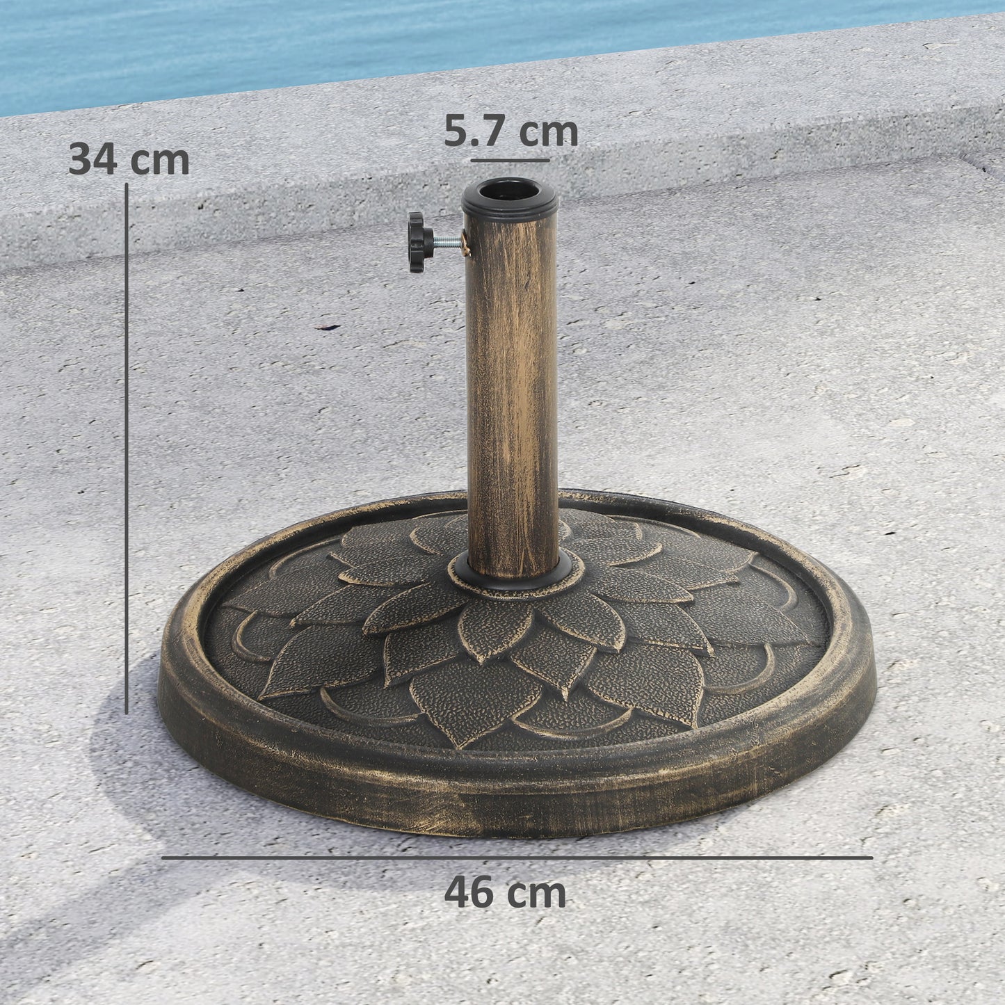 12kg Resin Garden Parasol Base Sun Umbrella Base, Bronze Tone