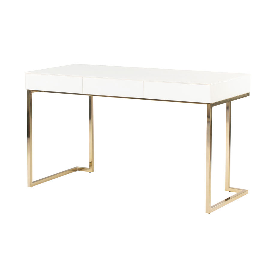 Lorenzo White Glass Desk