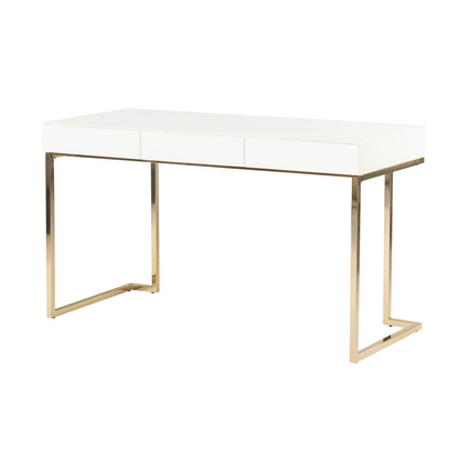 Lorenzo White Glass Desk