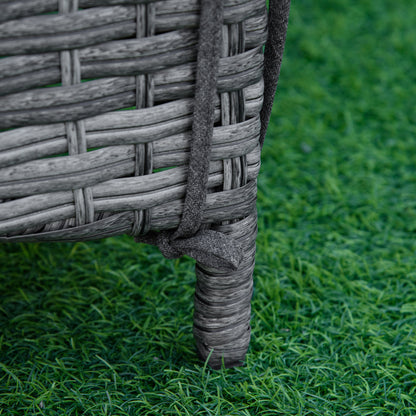 Rattan Sun Lounger Garden Lounger Rattan Wicker w/ 4-Level Adjustable Headrest, 52.5H x 192L x 62.5W