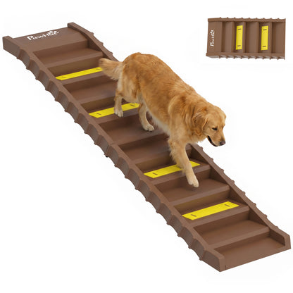 Foldable Dog Ramp for Car, Non-Slip Dog Stairs for SUVs Truck, Brown