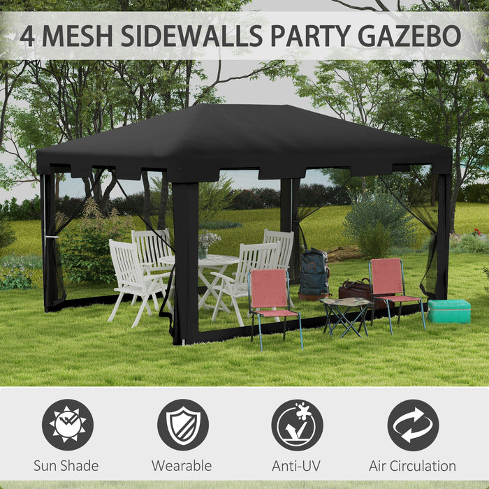 4 x 3 m Party Tent Wedding Gazebo Outdoor Waterproof PE Canopy Shade with Panel