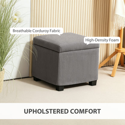 40 cm Ottoman Storage Box with Removable Lid, Foot Rest, Grey