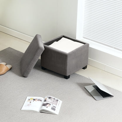 40 cm Ottoman Storage Box with Removable Lid, Foot Rest, Grey
