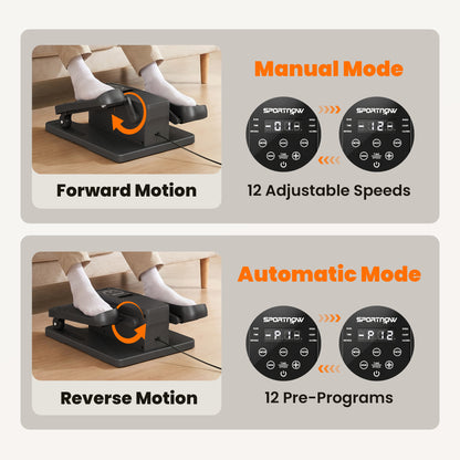 Under Desk Elliptical Machine, Electric Elliptical Machine for Seniors with Manual/Auto Mode, 12 Adjustable Speed, Portable Seated Pedal Exerciser with Remote Control & LED Monitor for Home