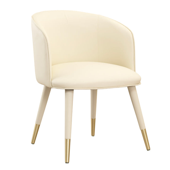 Bellucci Dining Chair - Cream Faux Leather – Brass Caps