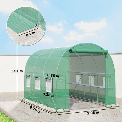 Walk-in Greenhouse with Shelves, Green House with Mesh Windows