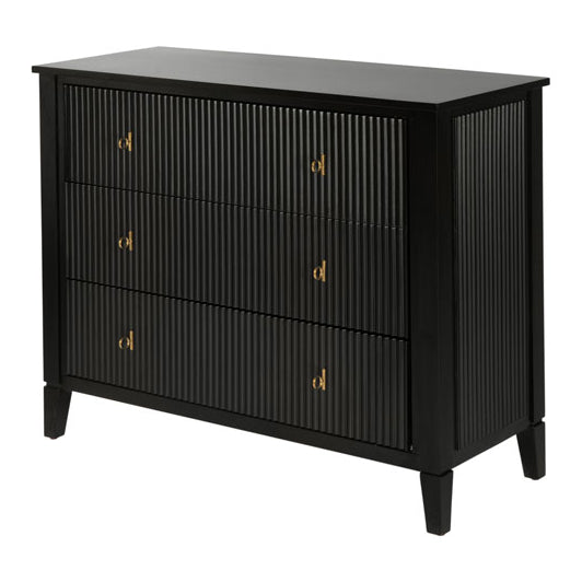 Heidi Black Chest of Drawers Brass/Silver