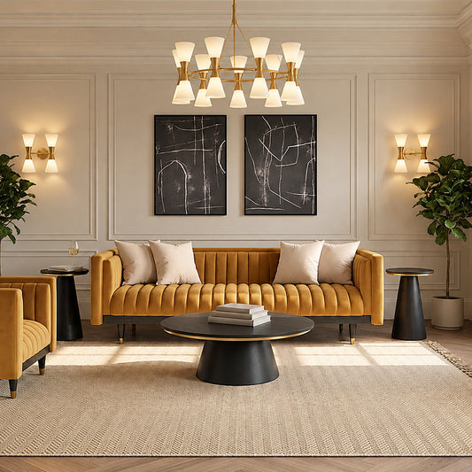 Metz Three Seater Sofa - Camel